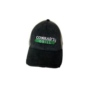 Conrads Grill Trucker‎ Hat Cap Black Beige Restaurant Promo Adjustable